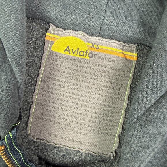 Aviator Nation Hoodie Womens XS Gray Full Zip Sweatshirt Venice CA Rainbow Surf - Picture 4 of 12